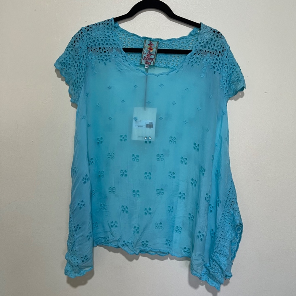 Johnny Was Darla Tunic Style C25518 Size XS in Clear Sky Color